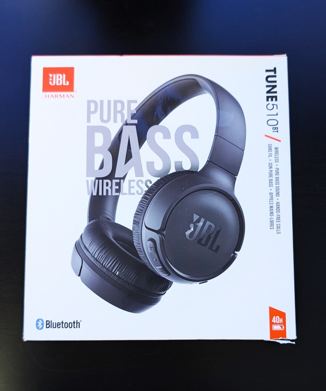 JBL Live 510BT Wireless Bluetooth Headphones, 40H Battery, Mic, Foldable, Black