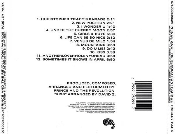 Prince & The Revolution – Parade (Music From Under the Cherry Moon)