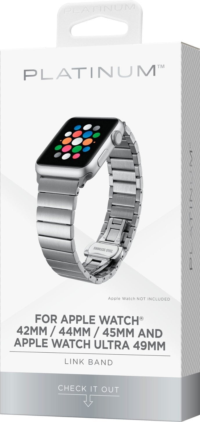 PT-AWB42SLB Platinum Stainless Steel Link Watch Strap 42mm 44mm Silver