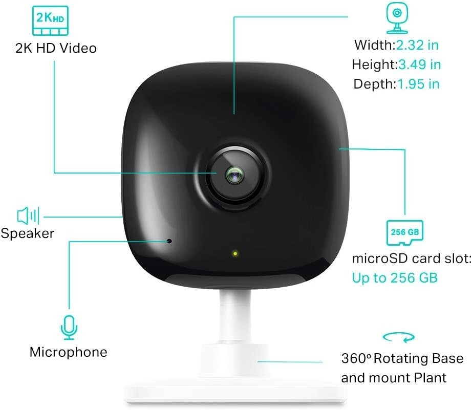 QHD Kasa Smart 2K Indoor Camera PersonBaby CryingMotion Detection 2way audio