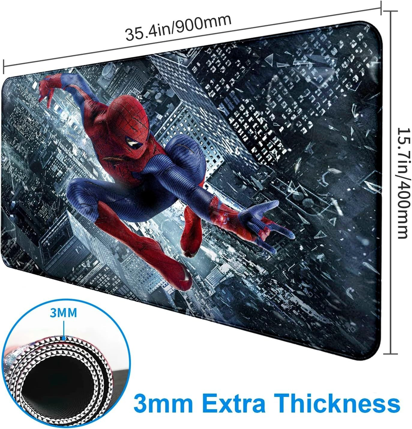 Large Anime Gaming Mouse Pad 35"x15" Non-Slip Mat w/ Stitched Edge Desk Pad