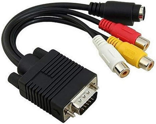 ANRANK VGA to S-Video 3 RCA AV TV Out Adapter Cable for PC Laptop High Quality