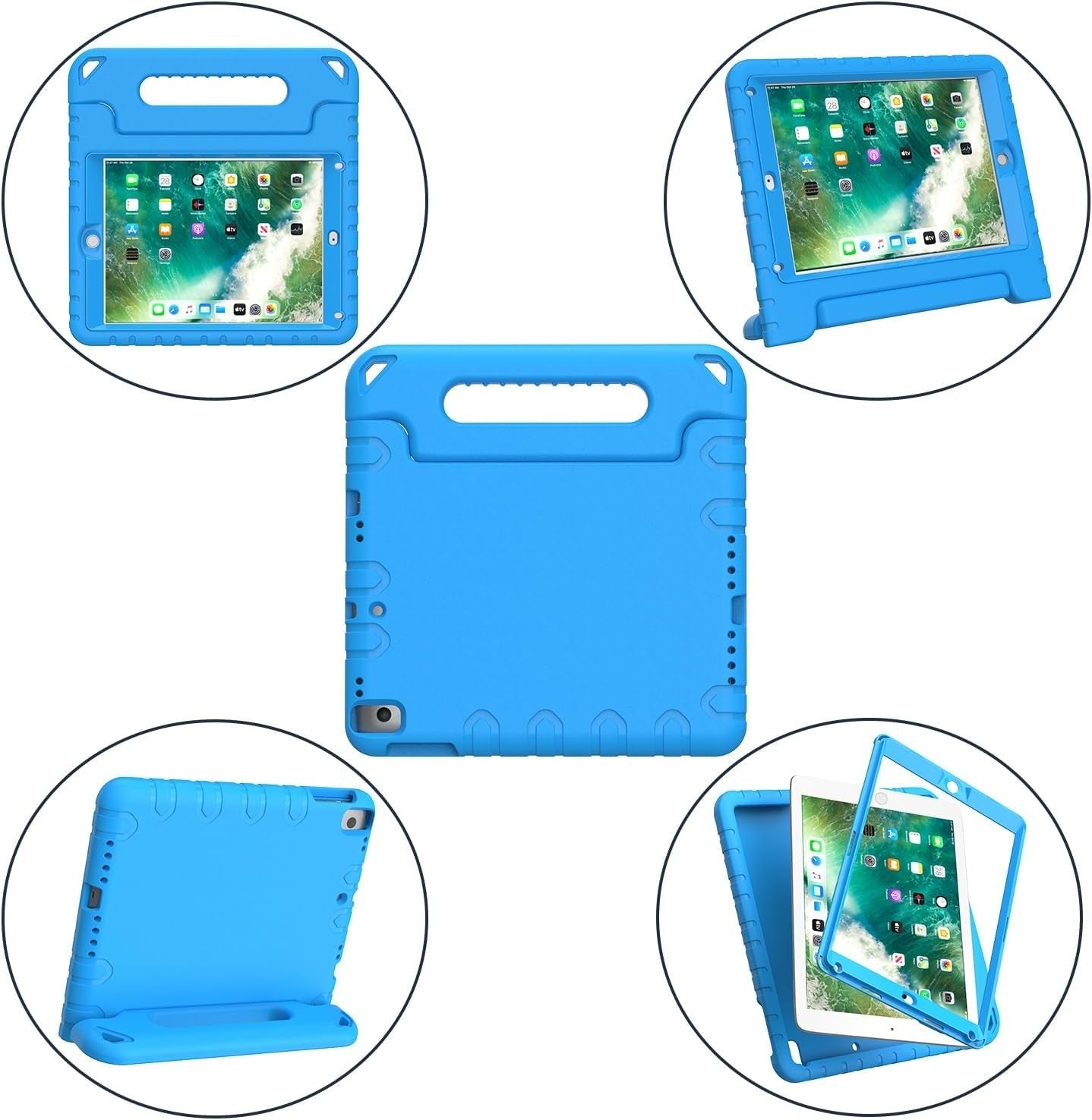AVAWO Shockproof Foam Case for iPad 9.7″ (2017/2018/Air 2) with Built‑in Screen