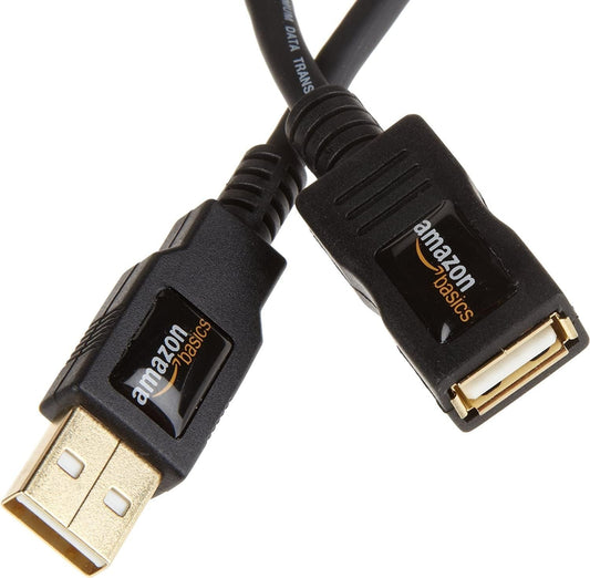 Amazon Basics USB-A 2.0 Extension Cable Male to Female, 480Mbps Transfer  6.5'