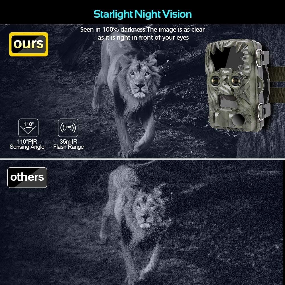 20MP Ctronics Trail Camera DualLens Starlight Night Vision 4K Wildlife