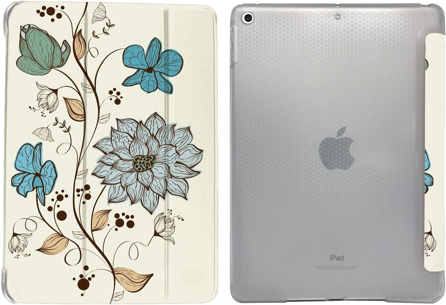 DuraSafe iPad 2 3 4 Case 9.7" Smart Cover Watercolor Flowers Tri-Fold Stand
