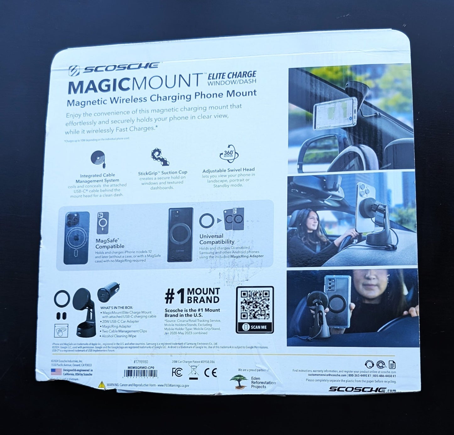 Scosche Qi2 MagSafe Car Mount 15W Wireless Charger w/ Suction Cup, iPhone 16/15