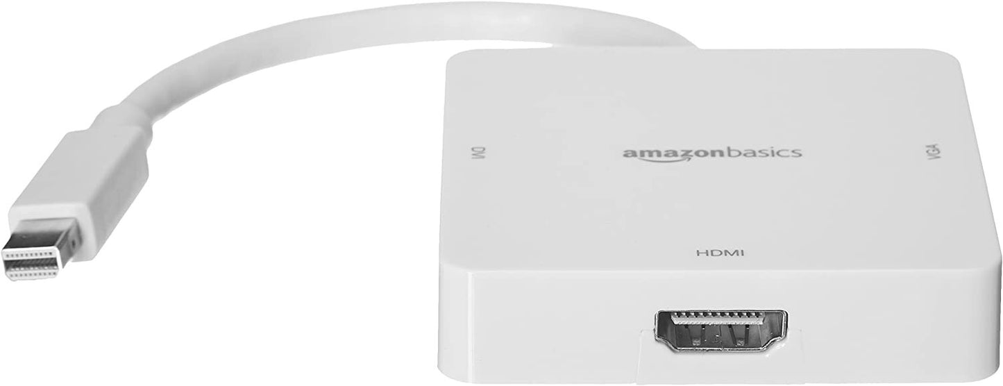 Amazon Basics MPA_MDP_W Mini DisplayPort Thunderbolt to HDMI DVI VGA Adapter