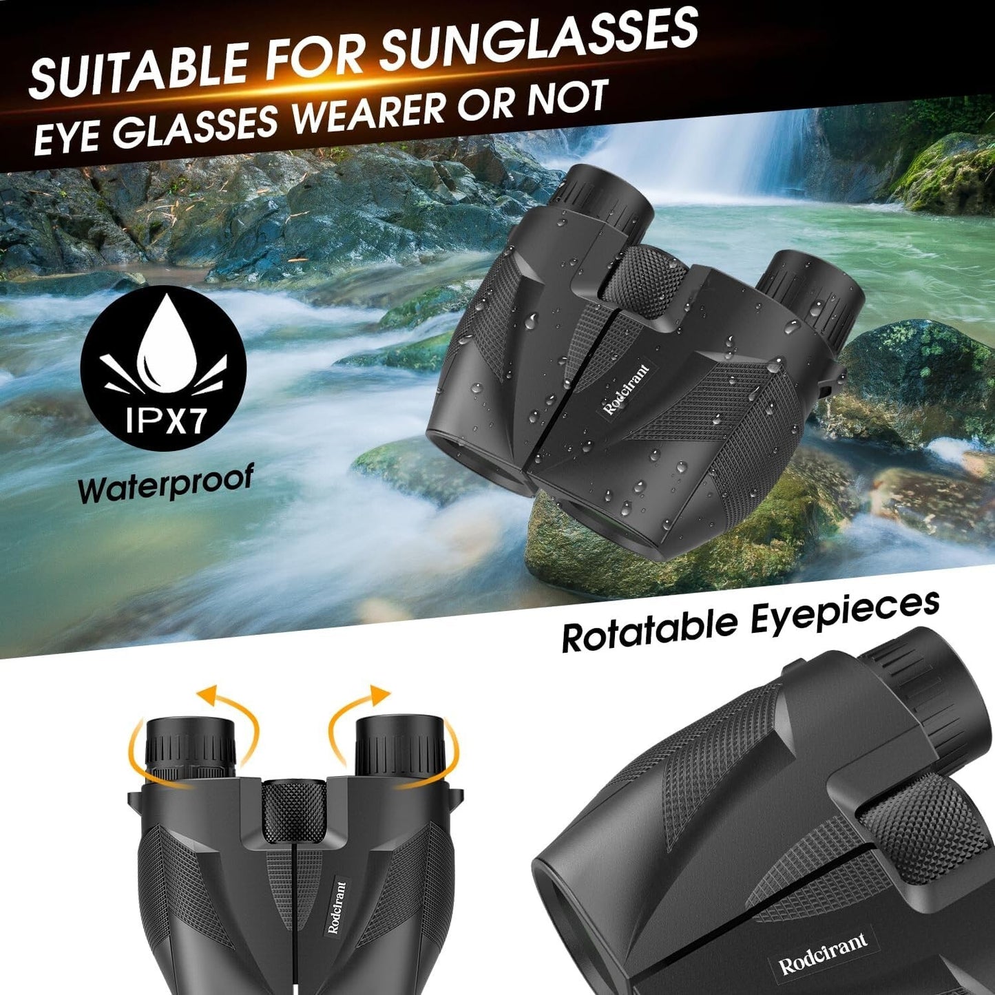 Compact Binoculars 15x25 Adults Kids Waterproof Binocular w Low Light
