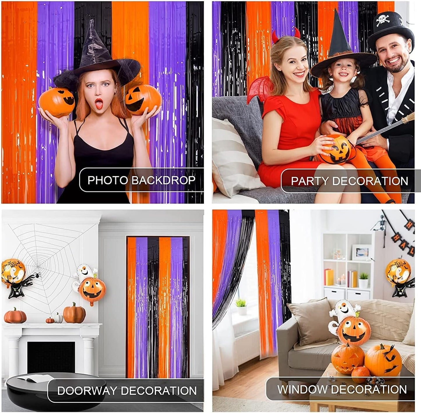 LOLStar Halloween Party Decoration 3 Pack Orange Purple Black Photo Booth Props