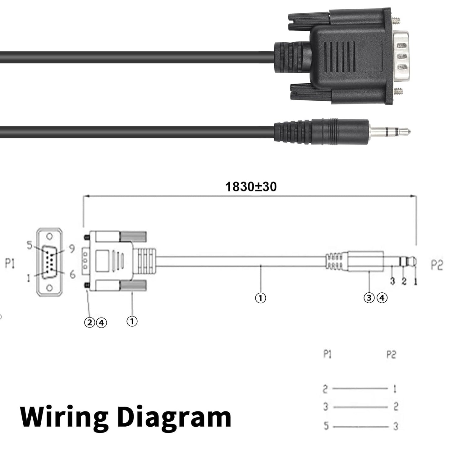 DB9 DB9 Poyiccot to 35mm Serial Cable 6feet 18m Male to 35mm Male Serial Ca
