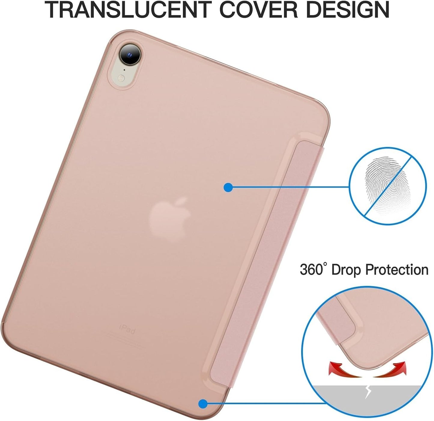iPad mini 6/7 Case 2024 2021 by JETech Smart Cover Auto Sleep – Rose Gold