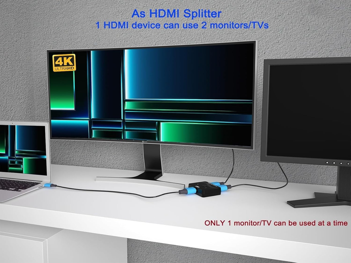 KAGO HDMI Switch 2 In 1 Out, 4K@60Hz Splitter Bi-Directional for PS5 Roku TV
