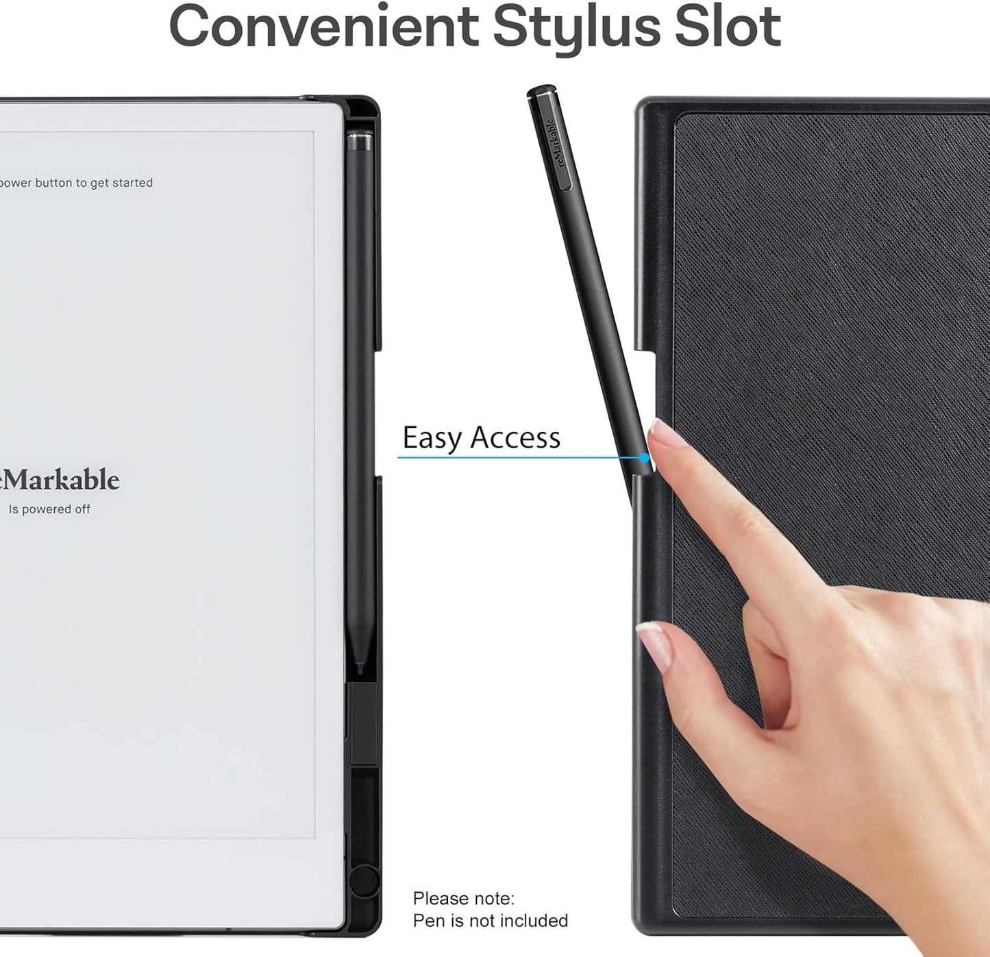 ReMarkable 2 Tablet Case – Lightweight Stand Cover with Pen Holder, 10.3", Black