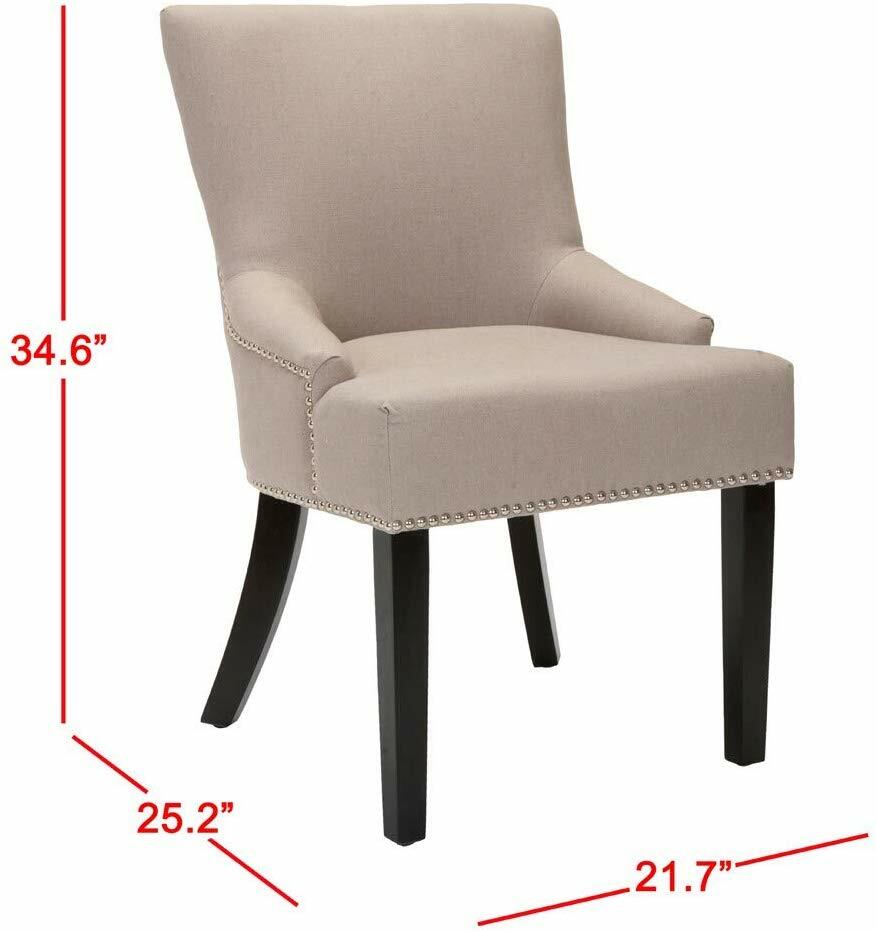 Safavieh En Vogue Dining Loire Linen Nailhead Espresso Dining Chairs Set of 2