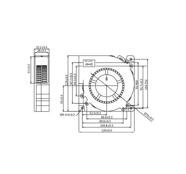 Wathai 120mm EC Blower – Dual Ball Bearing, High Airflow Fan – AC 110/115/120/22