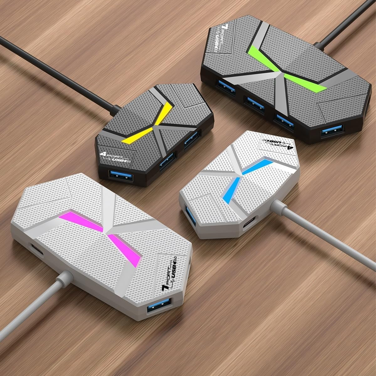 USB 3.0 Hub 4-Port Splitter with Power Port for Laptop PC Xbox HDD Printer