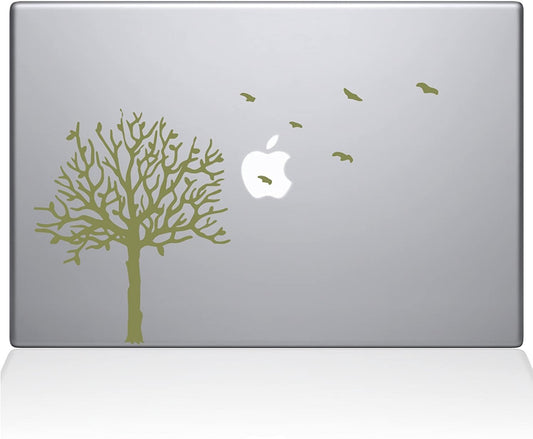 2094-MAC-13P-G Decal Guru Tree Birds Decal Vinyl Sticker Gold 13 Mac