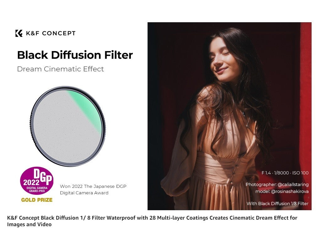 KF Concept 82mm Black Diffusion 18 Filter Mist Cinematic Effect Lens Filter