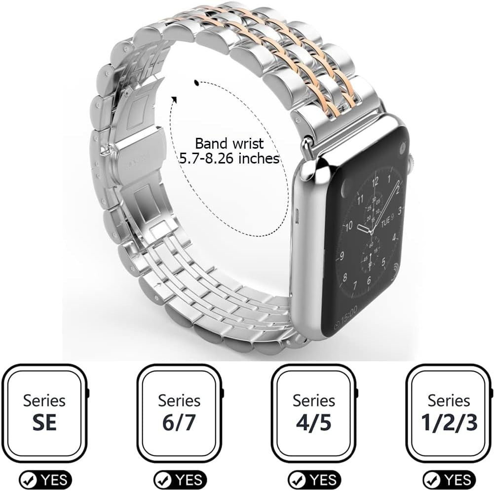 Mangoton Metal Band Compatible w Apple Watch Band 38 40 41 Rose Gold Strap