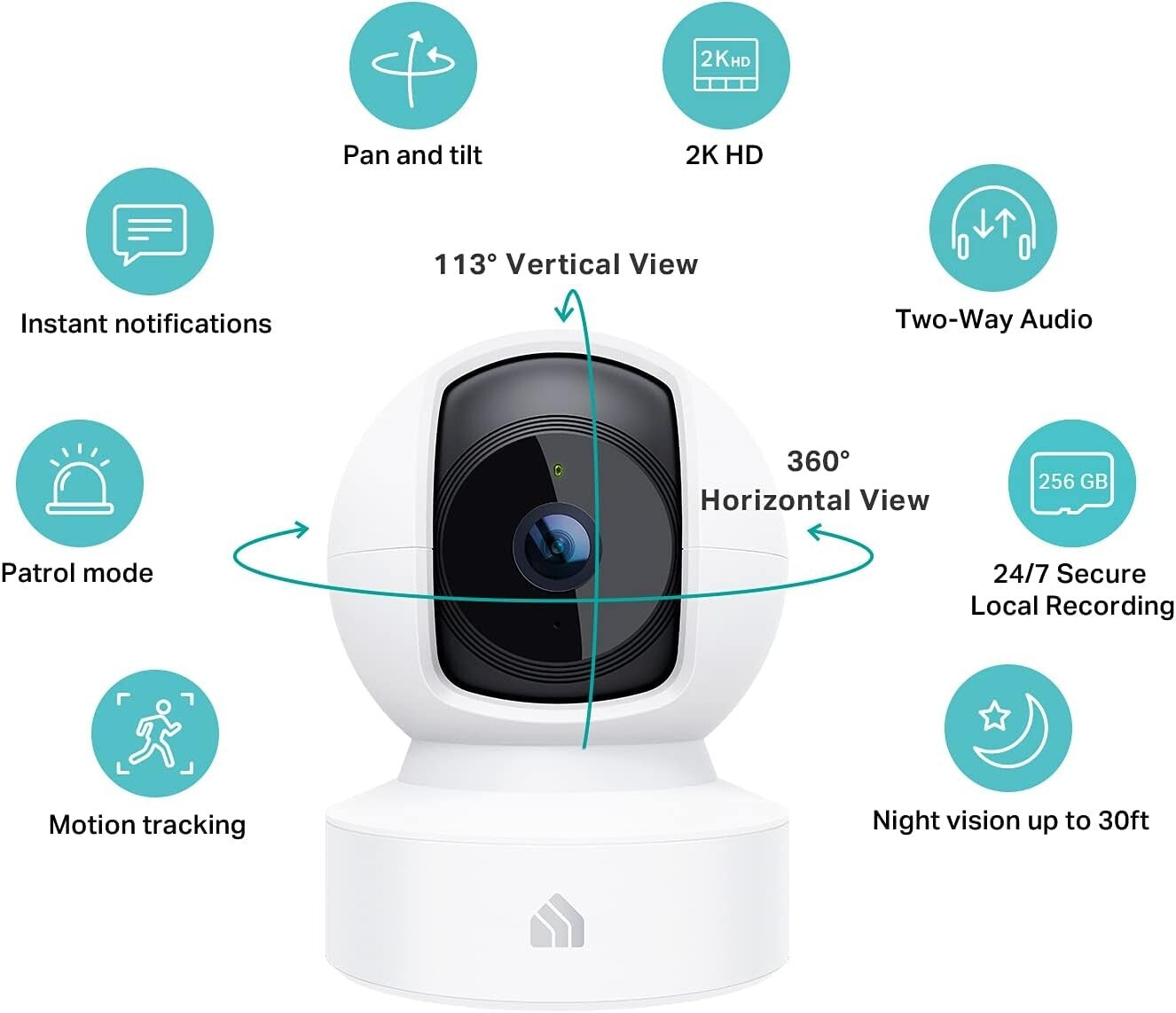 QHD Kasa 2K Security Camera PanTilt Starlight Sensor Color Night Vision M