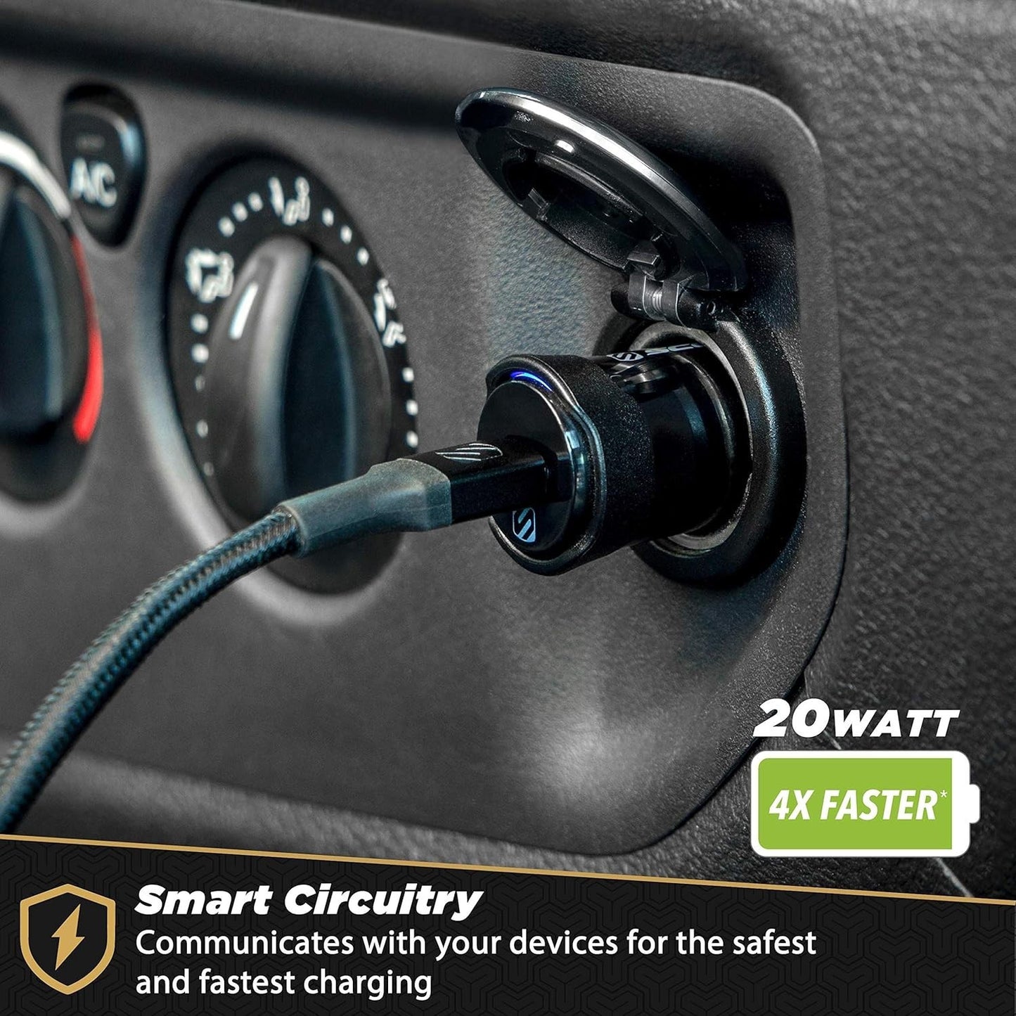 Scosche CPDC20 20W USB-C Fast Car Charger – PowerVolt PD 3.0, For All Devices
