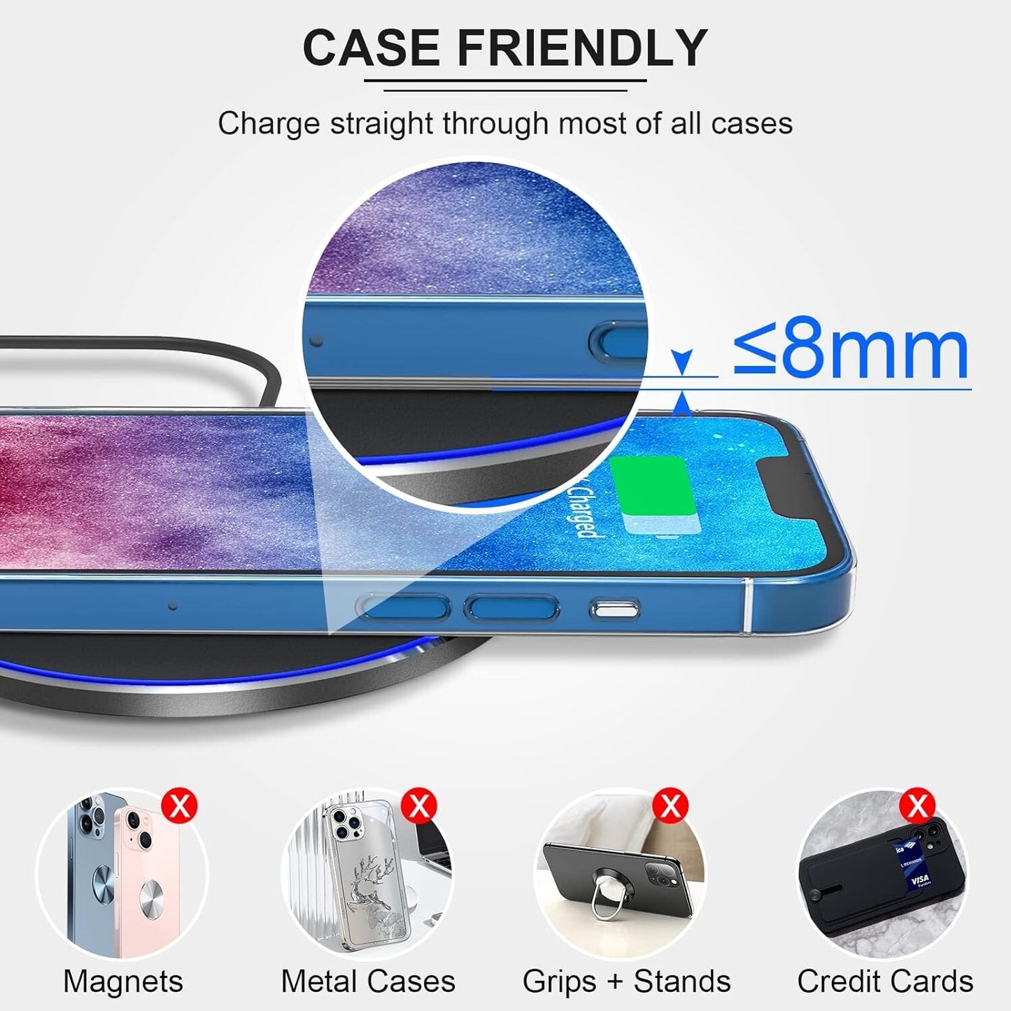 10W Fast Wireless Charger Pad Max Wireless Charging Compatible iPhone 14