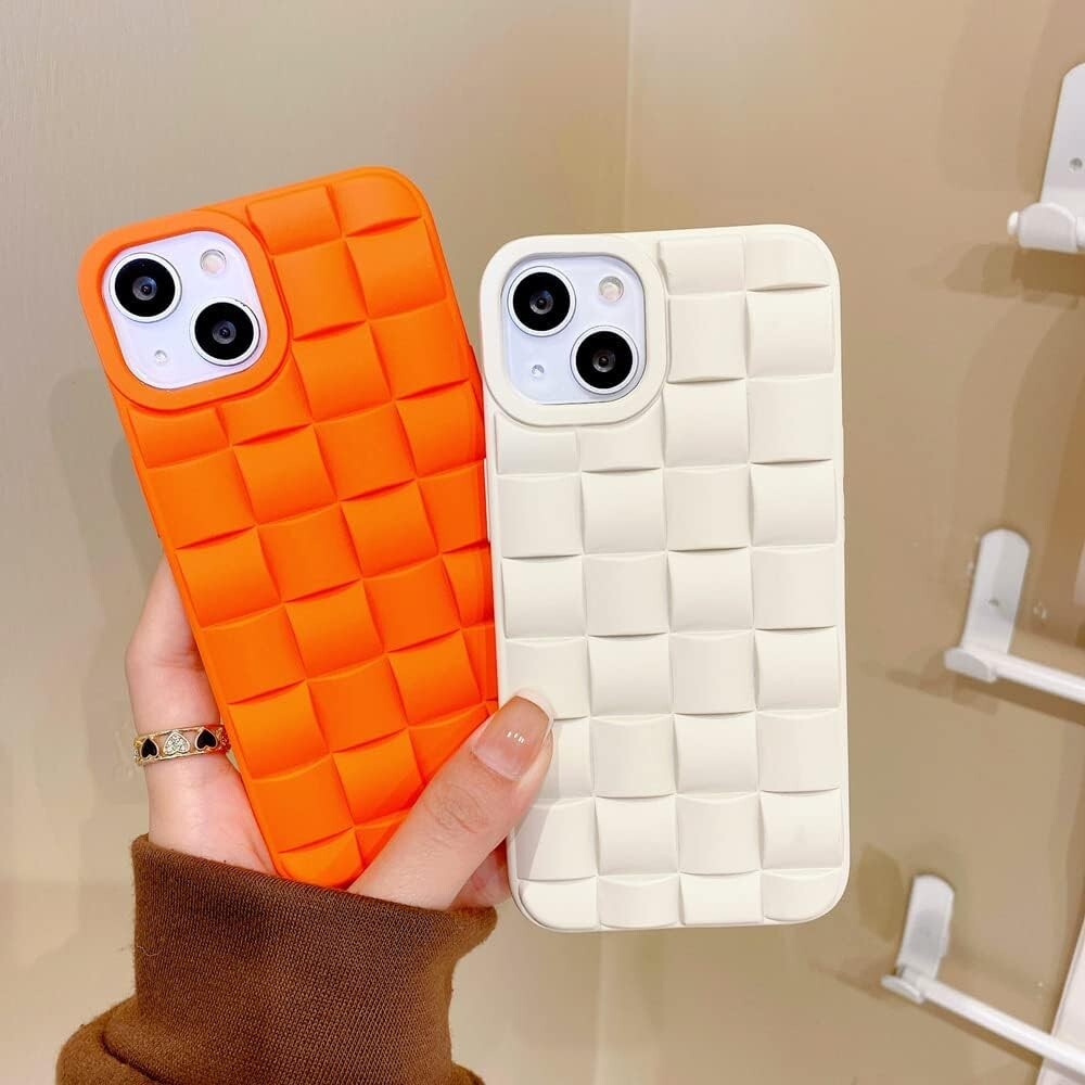 TPU iPhone Cute 3D Weave Grid Lattice Print Design Soft Silicone Camera