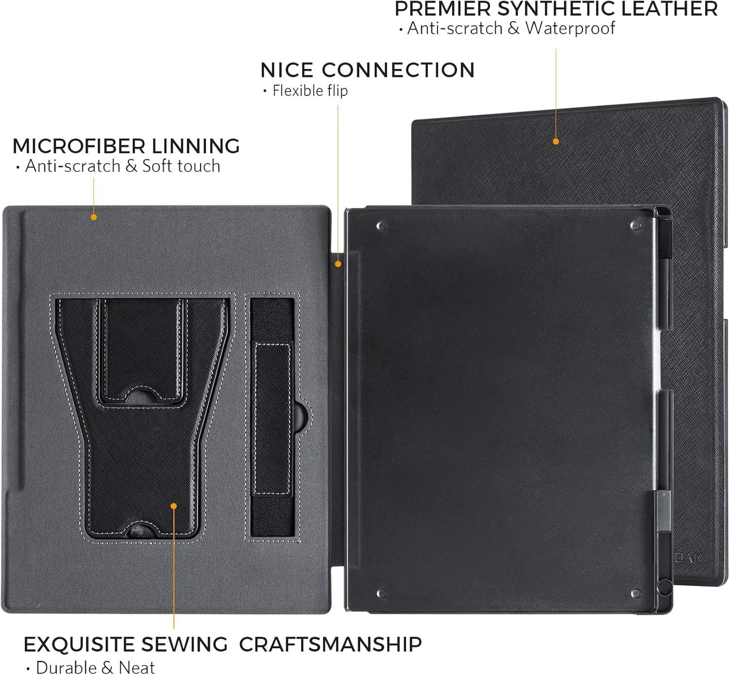 ReMarkable 2 Tablet Case – Lightweight Stand Cover with Pen Holder, 10.3", Black