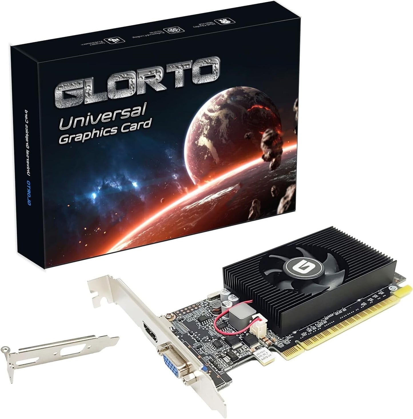 Glorto GeForce GT 610 2G DDR3 Low Profile Graphics Card, PCI Express 1.1 x16, HD