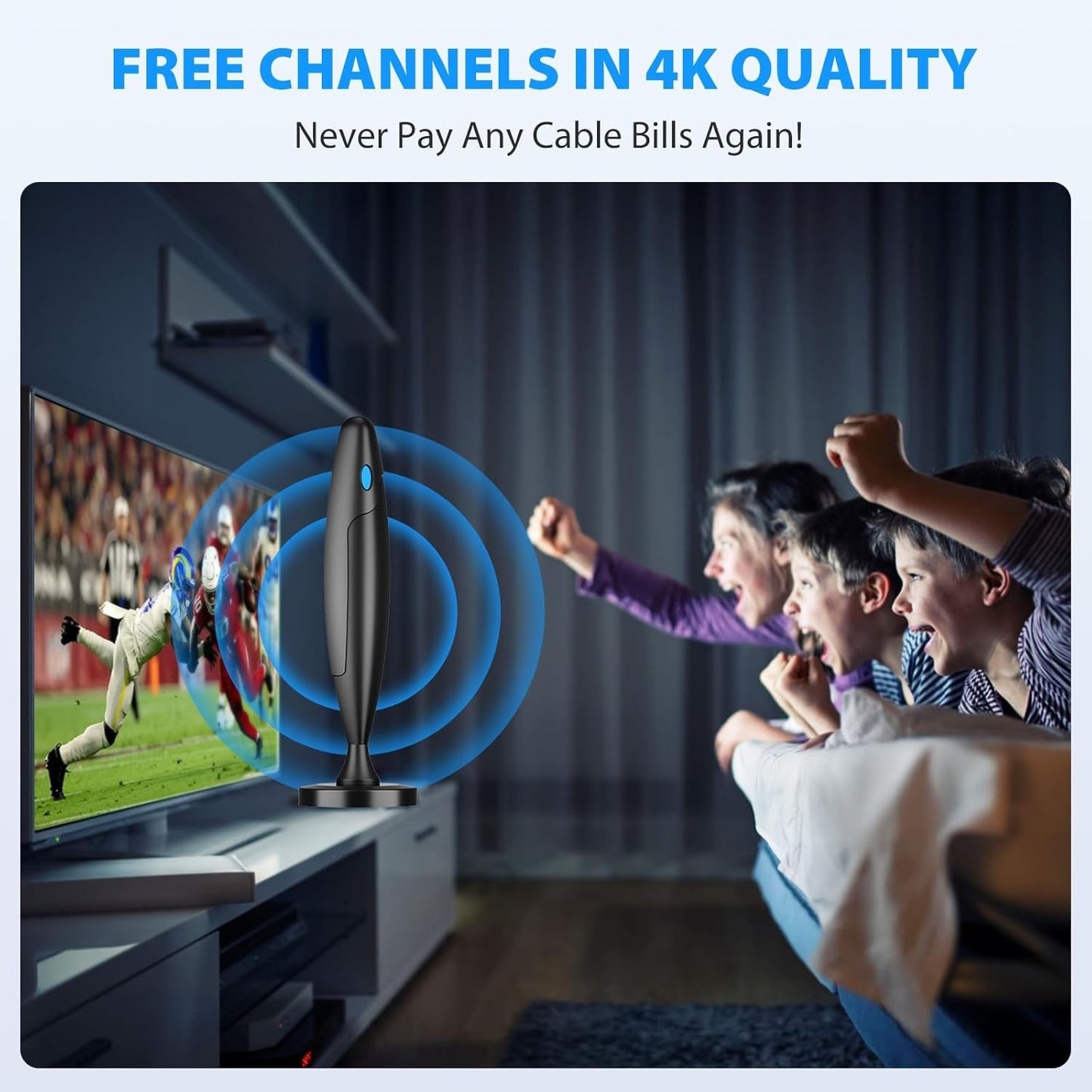 Digital Indoor TV Antenna 4K 1080p – Amplified Signal Booster for Local Channels