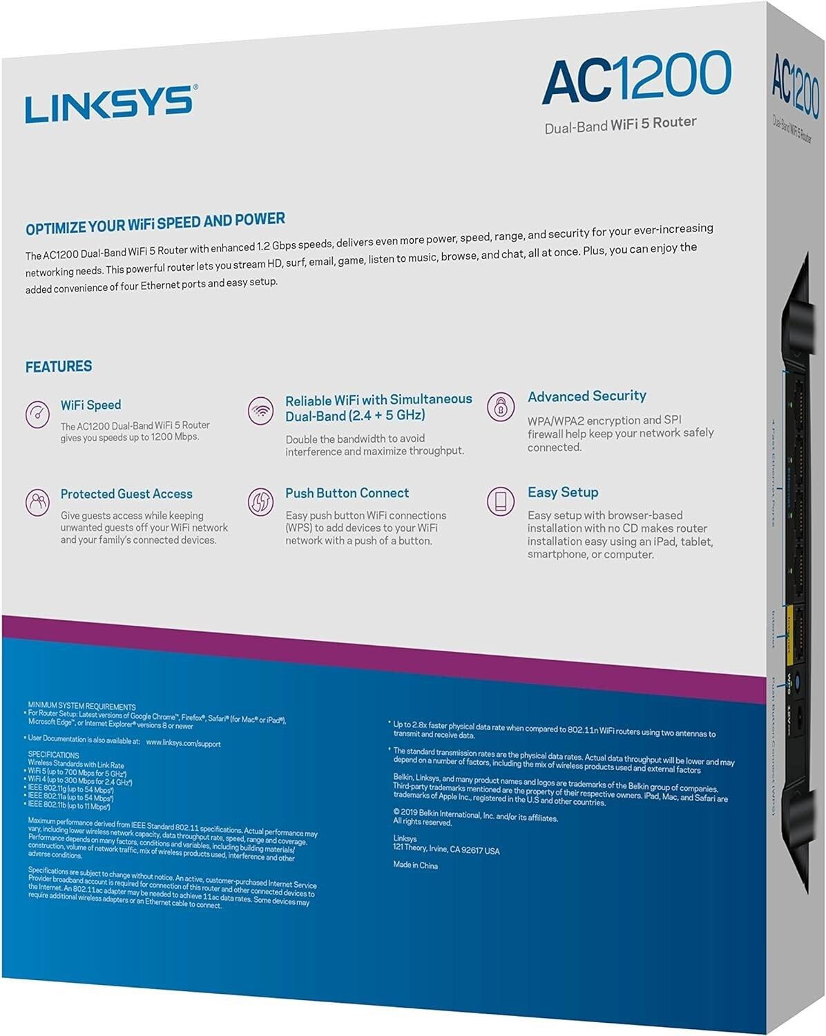 E5400 500 Linksys WiFi 5 Dual Band Router 1 Sq ft 10 Devices