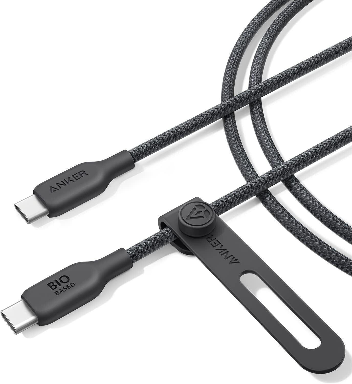 Anker 6 ft USB‑C to USB‑C 240 W Fast Charge Cable – Bio‑Braided Phantom Black