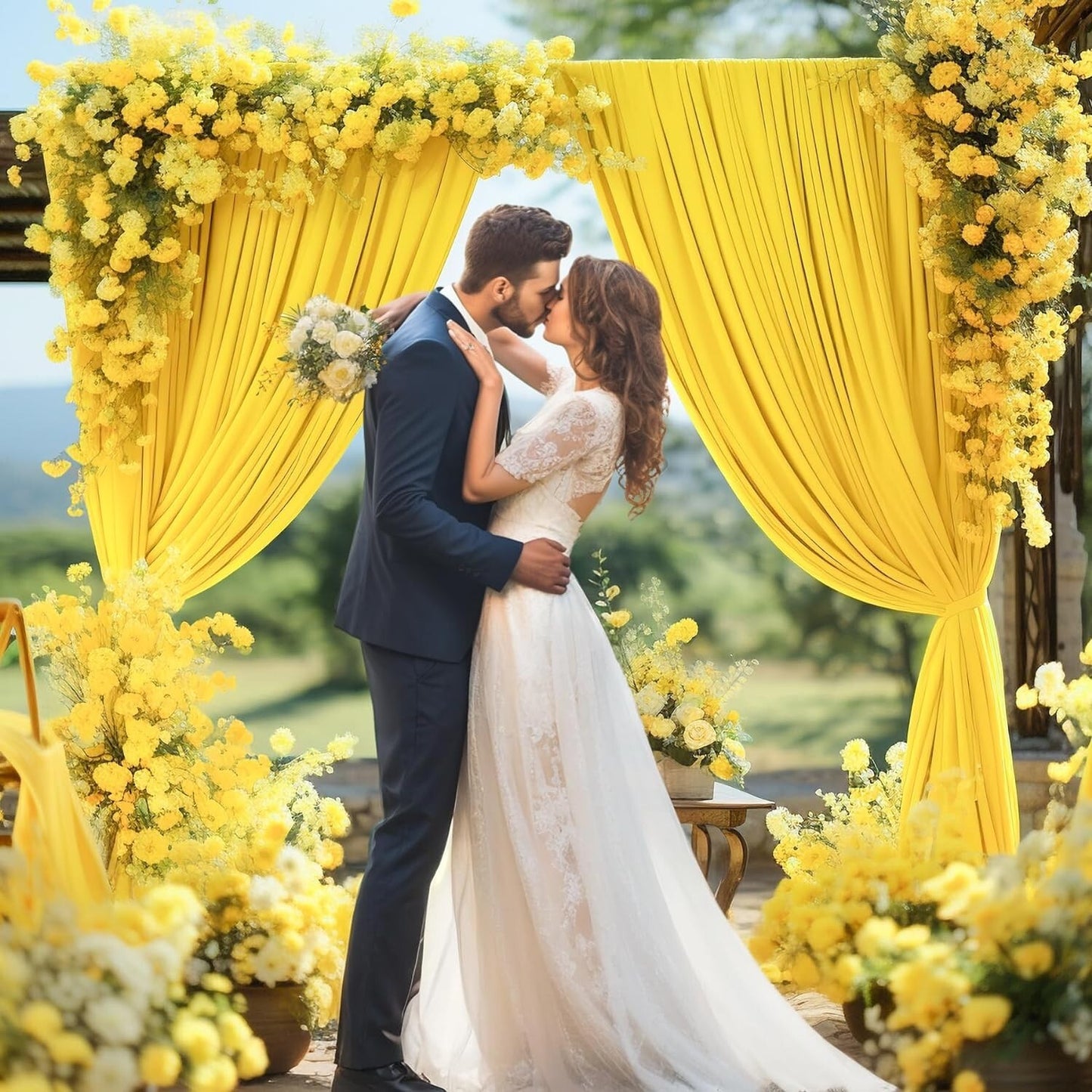 10ft x 7ft Yellow Backdrop Curtain Parties Yellow Wrinkle Free Backdrop Drap