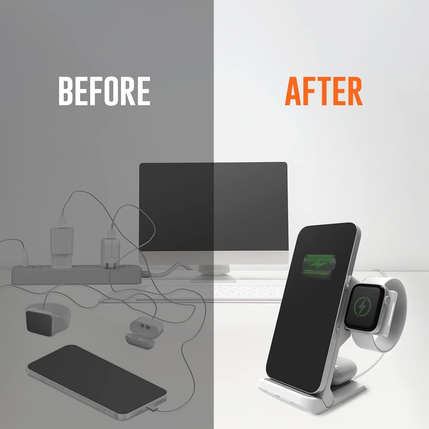 STM WHITE ChargeTree Go 3in1 Portable Wireless Charging Station iPhone