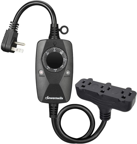 DEWENWILS Light Timer Outdoor Weatherproof w 2 FT Extension Cord Photocell