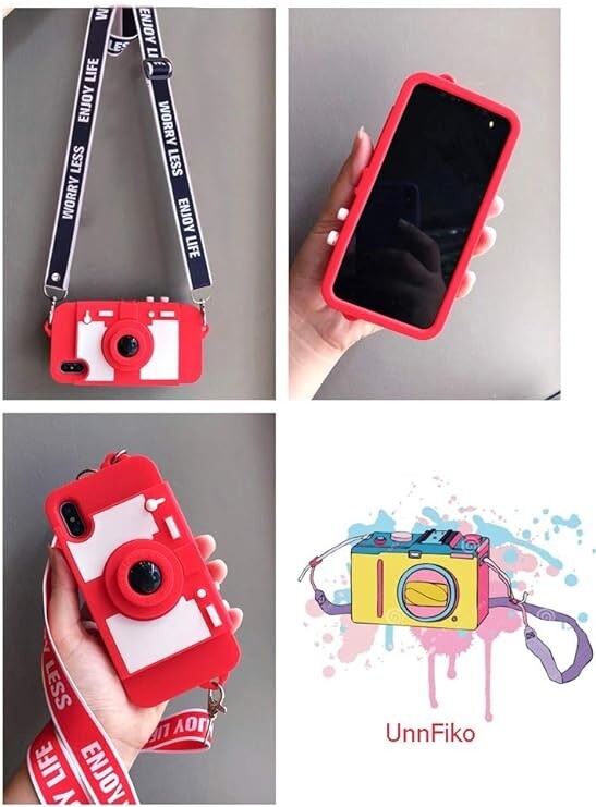 Camera Wallet Compatible w iPhone 11 Cute Cartoon Design Purse Flip Card