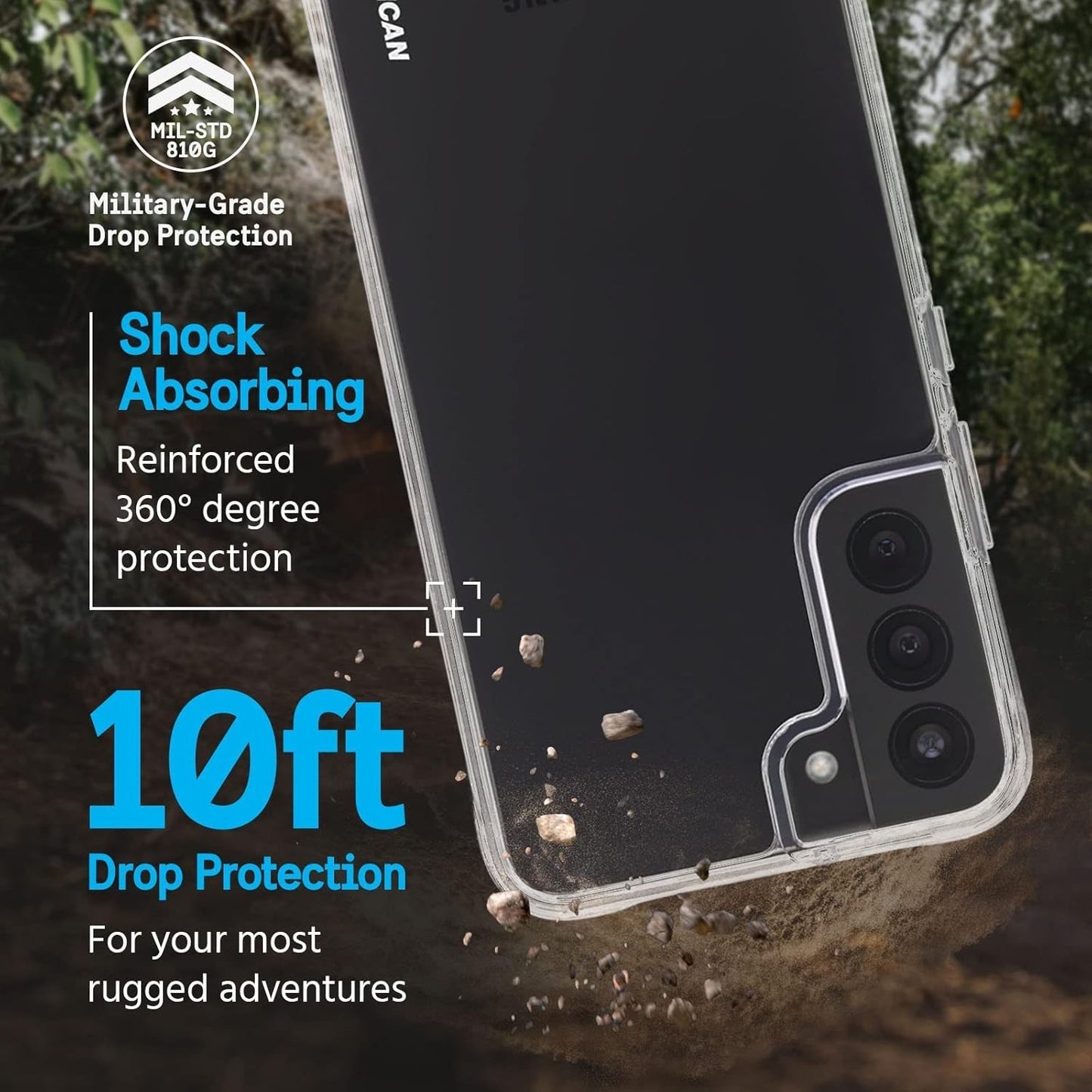 Pelican Clear Case w/ Screen Protector for Samsung Galaxy S22 5G – 10FT Drop