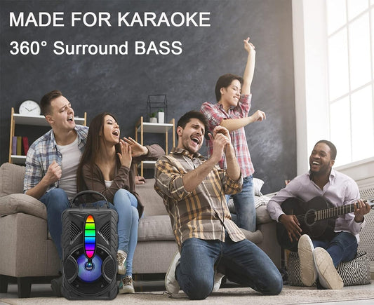 Bluetooth Speaker IPX5 Waterproof  w/ HD Sound RGB Multi-Colors Rhythm Lights 8h
