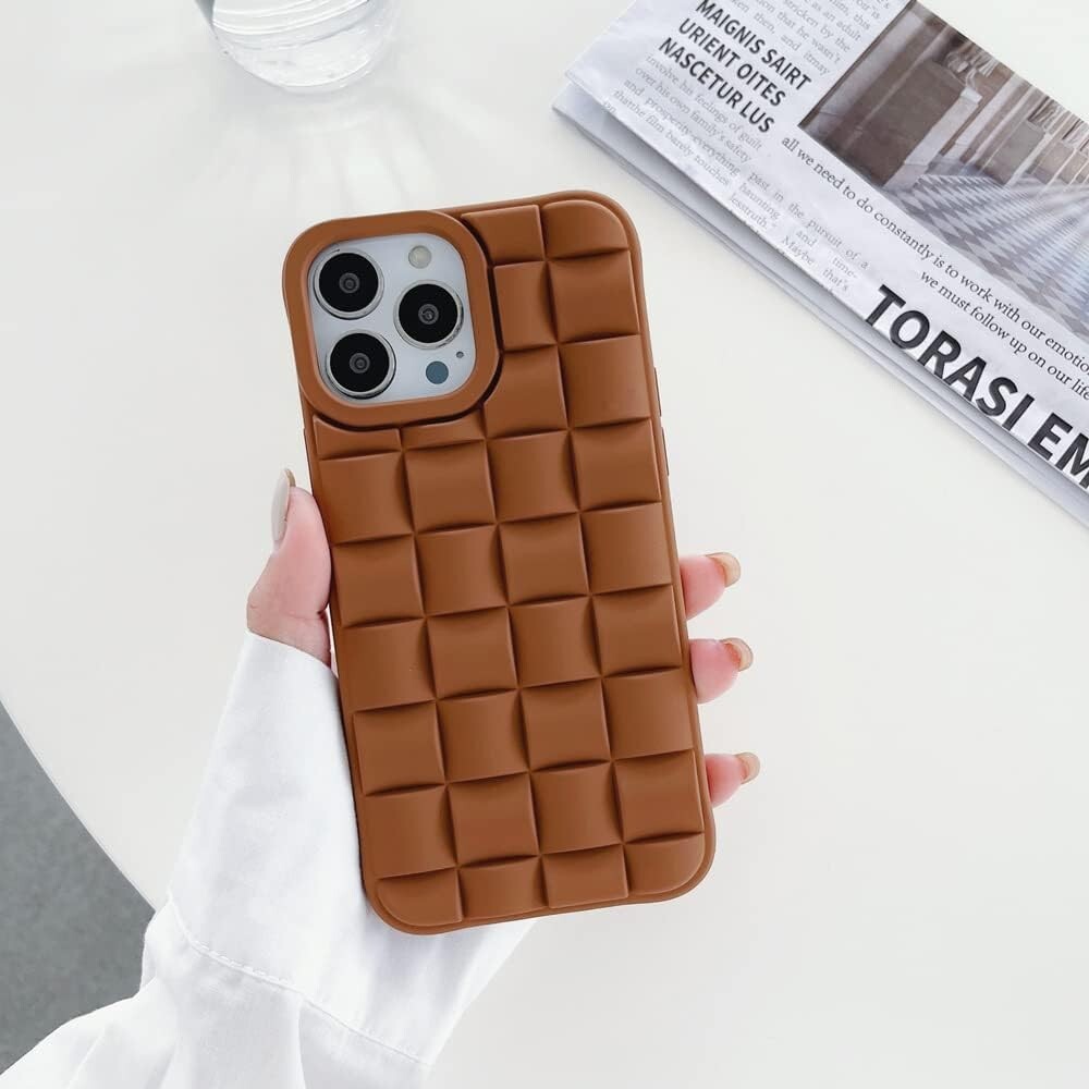 TPU iPhone Cute 3D Weave Grid Lattice Print Design Soft Silicone Camera
