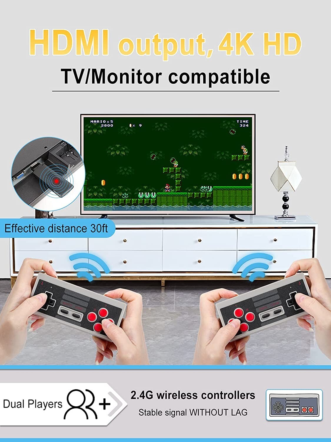 LIFTREN 818 Wireless Retro Game Console Builtin Classic Games Handheld