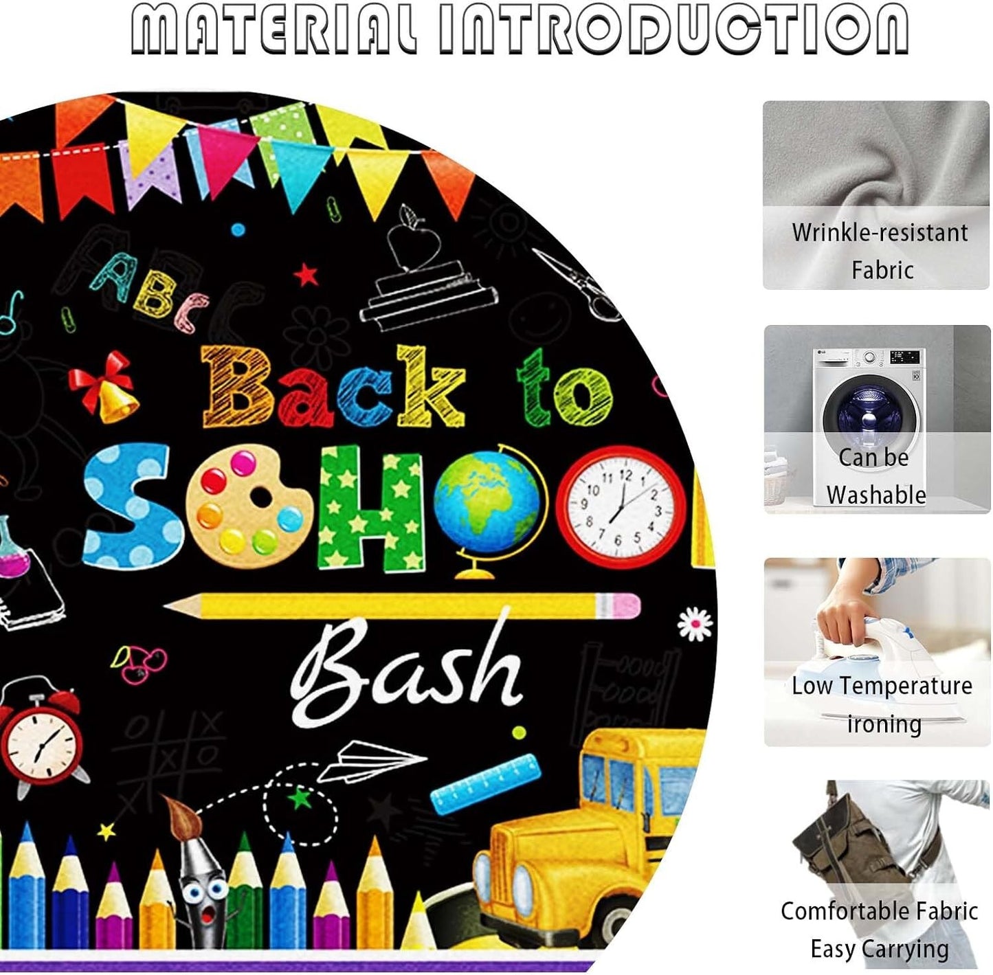 AIBIIN 7x5ft Back to School Bash Backdrop First Day of School Preschool