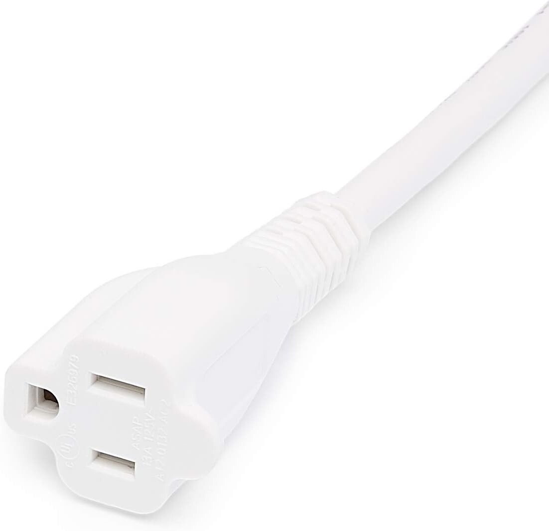 125V Amazon Basics Power Extension Cord 6 Feet 13 Amps White