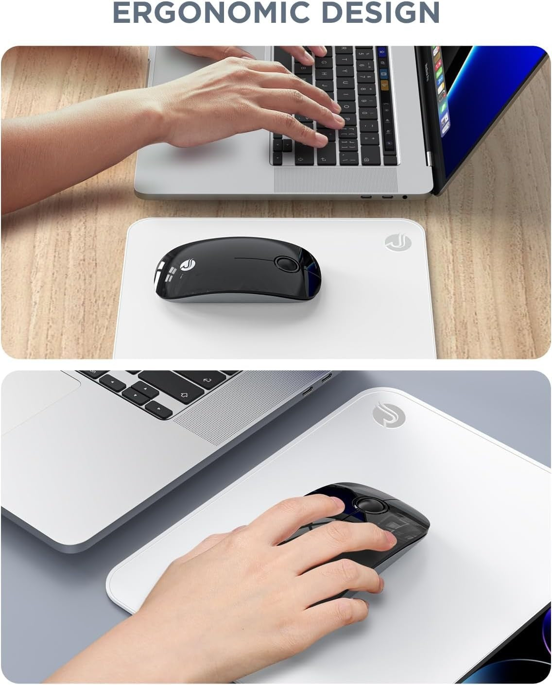 Bluetooth Wireless Mouse – Dual Mode (BT5.1 + USB) Quiet Click, 1600 DPI – Black