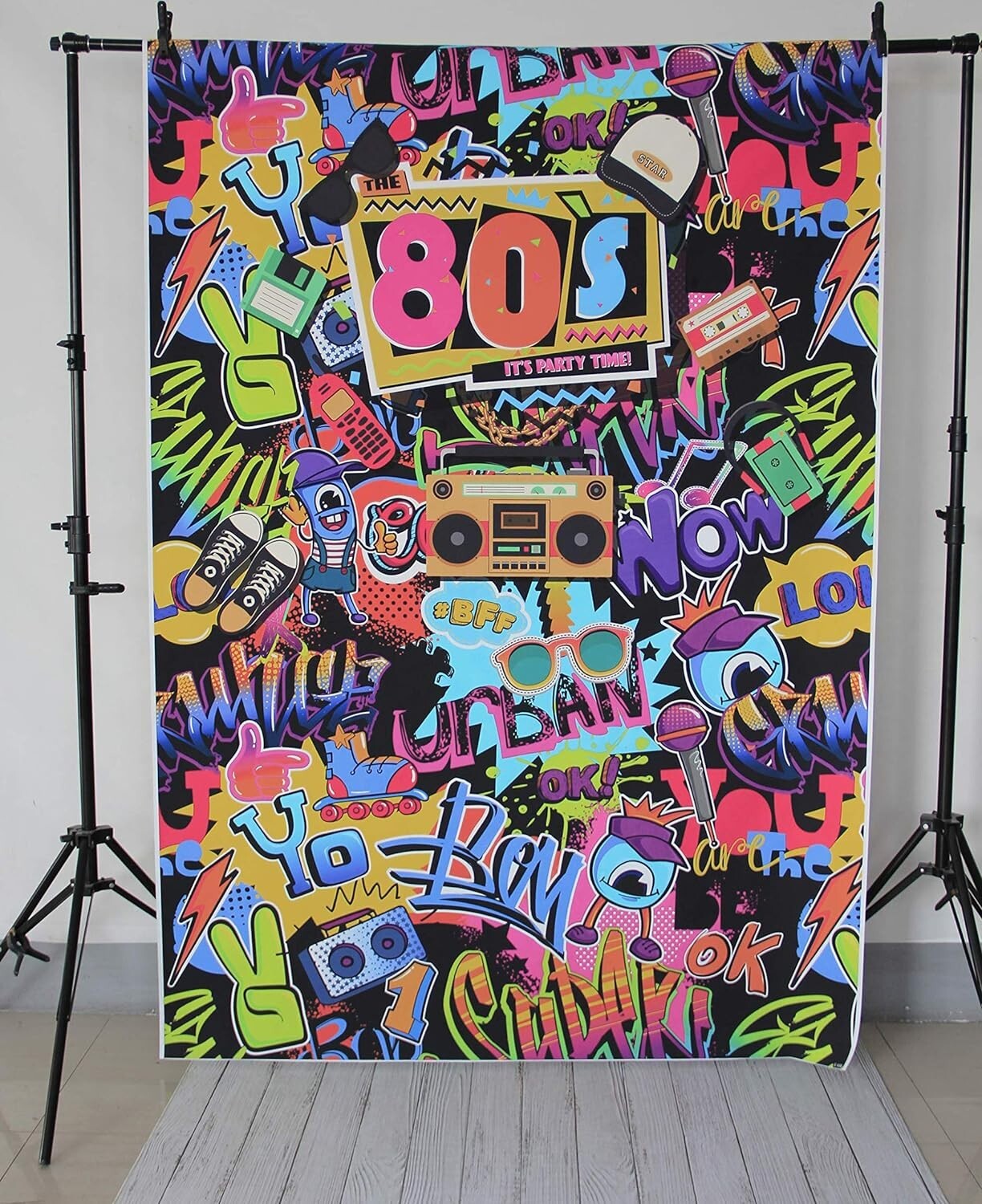 Mocsicka Hip Pop 80s Themed Backdrop 80s Graffiti Photography Background 5x7ft
