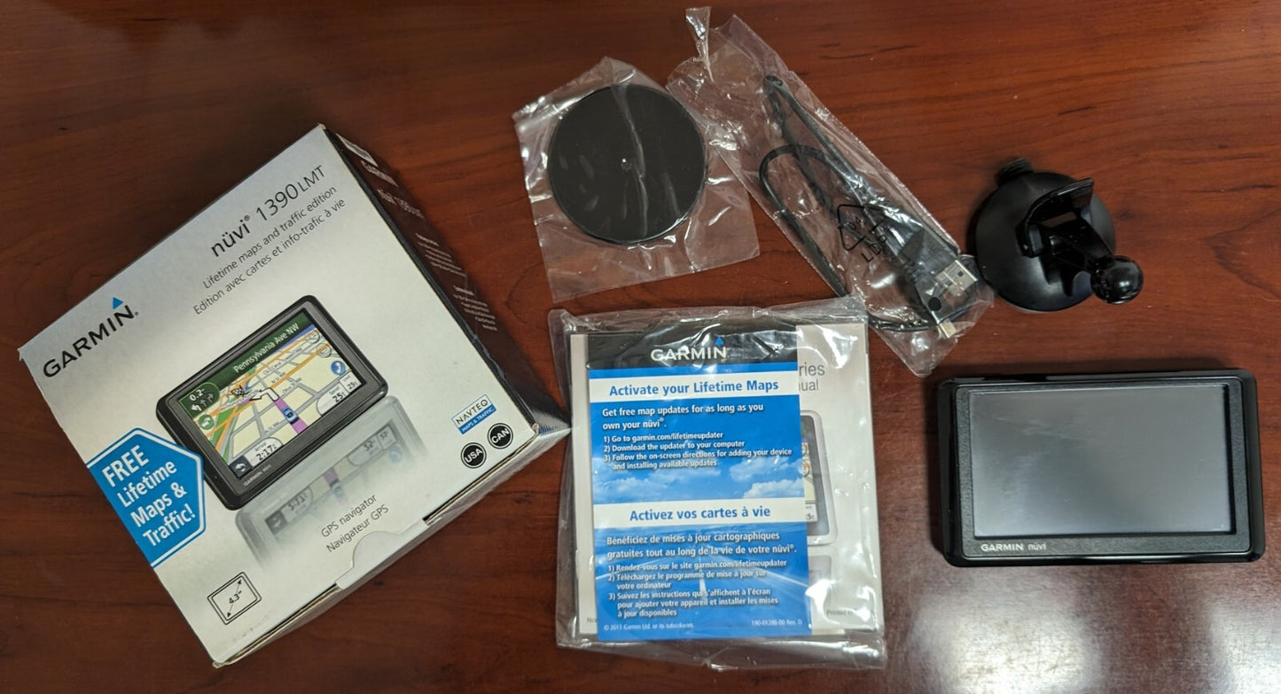1390LMT GPS Garmin nvi 43 Portable Bluetooth Navigator Lifetime Map Traffic