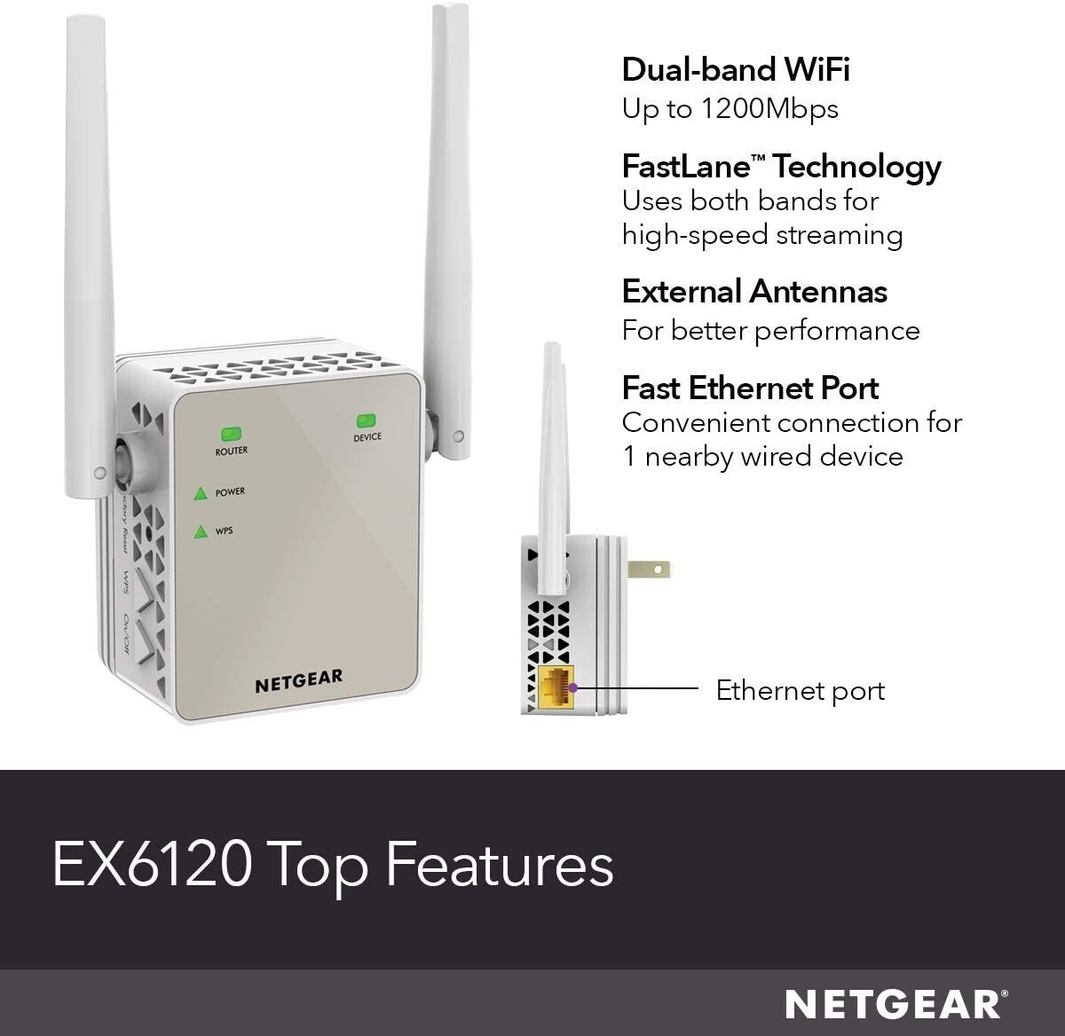 NETGEAR EX6120 WiFi Range Extender Coverage Up to Sq Ft 25 Devices