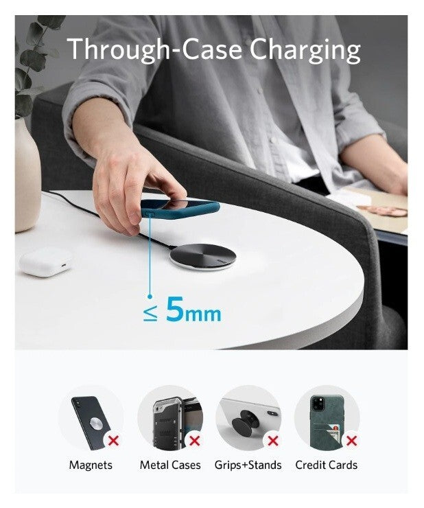 Anker PowerWave Pad Lite Wireless Charging Pad Power Adapter 5W Black
