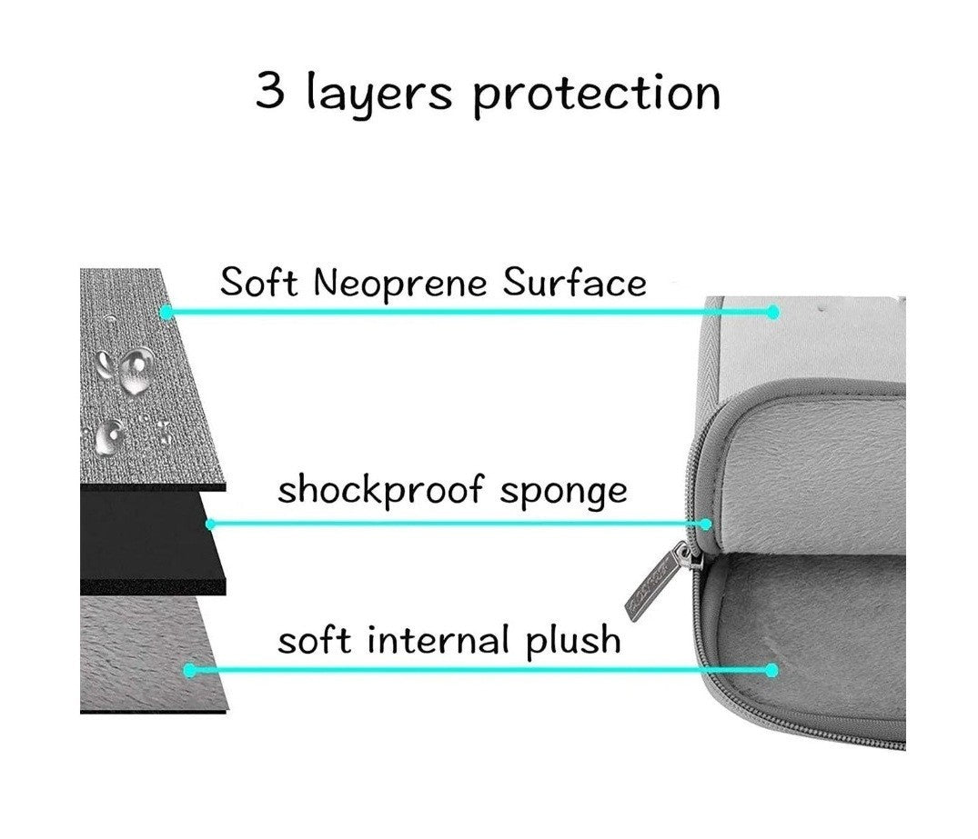 2PC Sleeve Laptop 12" x 9.25" Padded Silver Case / Sleeve Neoprene Bag + Pouch
