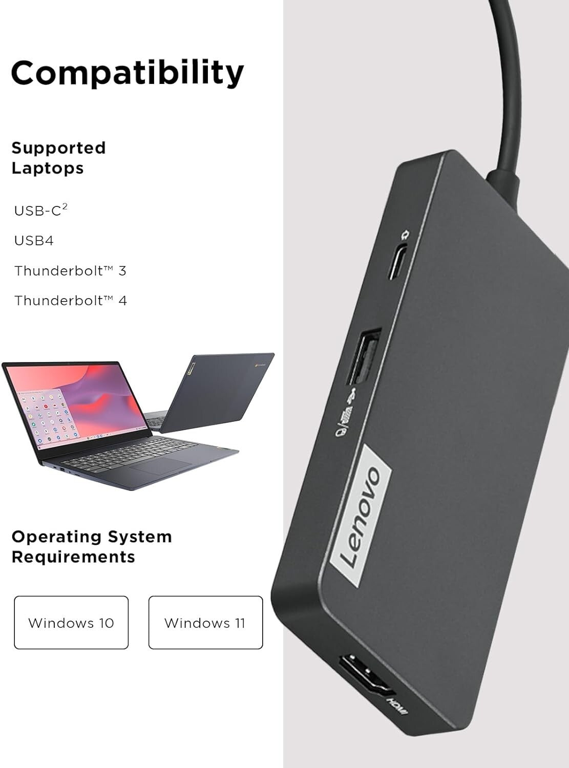 USB-C Lenovo 7in1 Hub Computer Networking Laptop Accessory 8